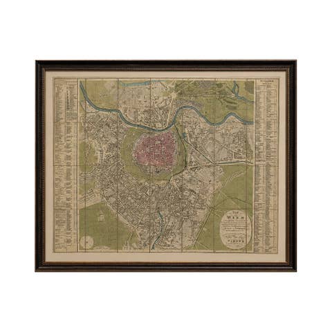 Antique Map of Vienna, Plan von Wien, Hand Colored Artaria City Plan, 1839