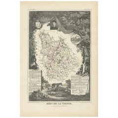 Carta geografica antica di Vienne 'Francia' di V. Levasseur, 1854