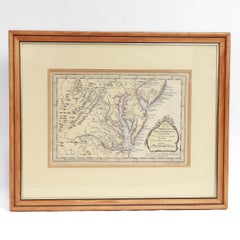 Mapa antiguo de Virginia y la bahía de Chesapeake por Jacques-Nicolas Bellin, c. 1750