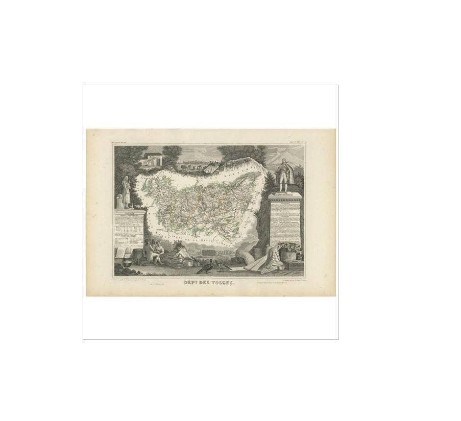 Antique Map of Vosges ‘France’ by V. Levasseur, 1854