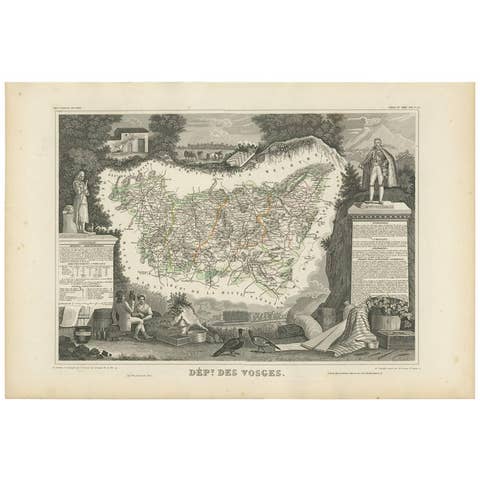 Antique Map of Vosges ‘France’ by V. Levasseur, 1854