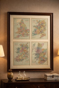 Antique Map of Wales, 1885 – County Colors, Railways & Coastal Detail