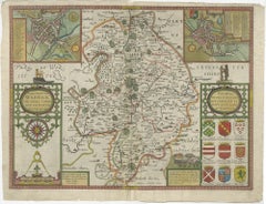 Antique Map of Warwickshire in England by Speed, c.1614
