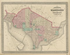Antique Map of Washington and Georgetown by Johnson, 1872