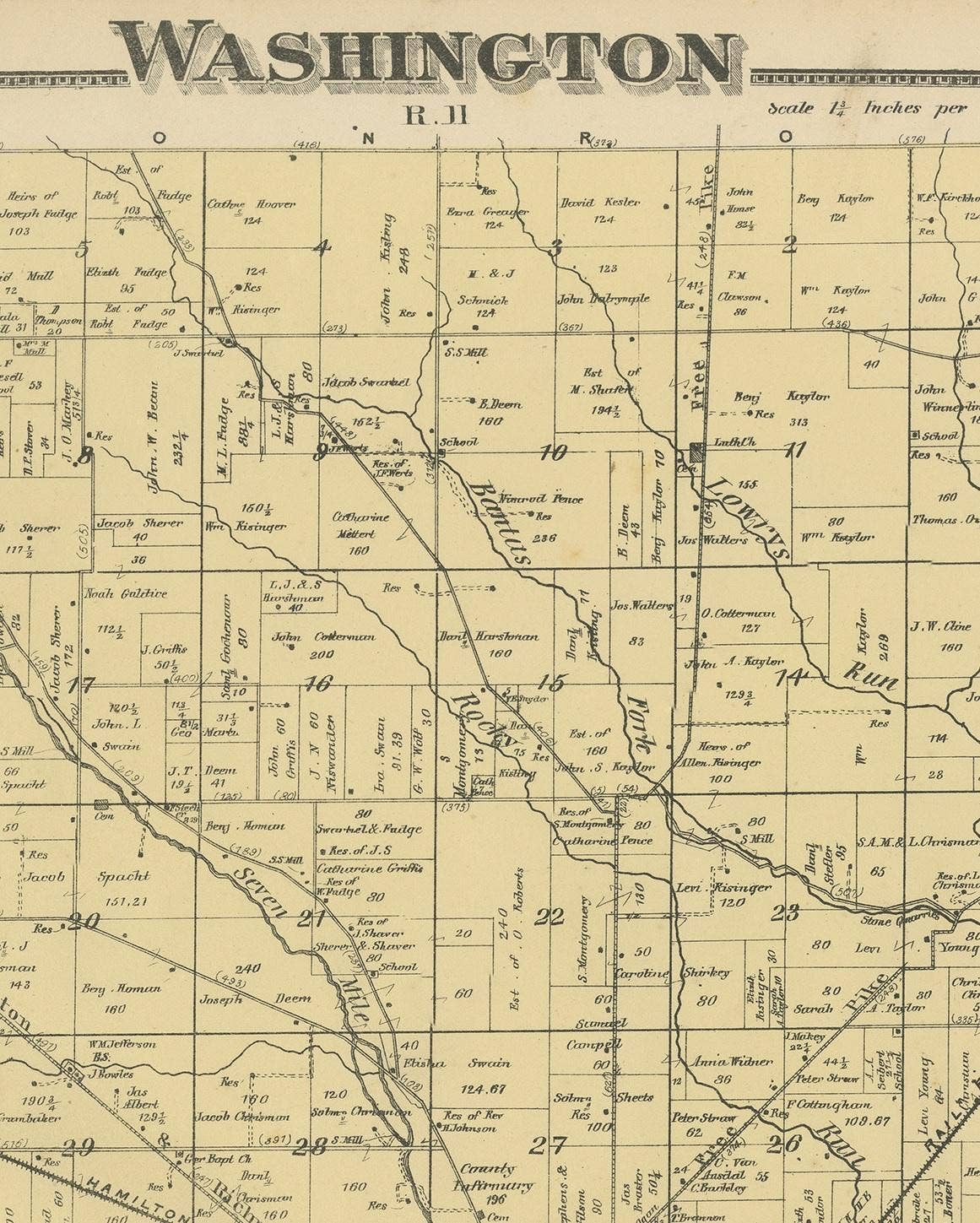 Antique Map of Washington County 'Ohio' by Titus, 1871