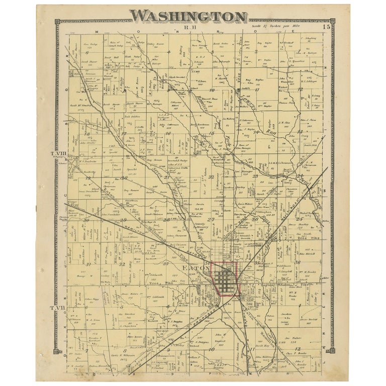 Antique Map of Washington County 'Ohio' by Titus, 1871 For Sale at