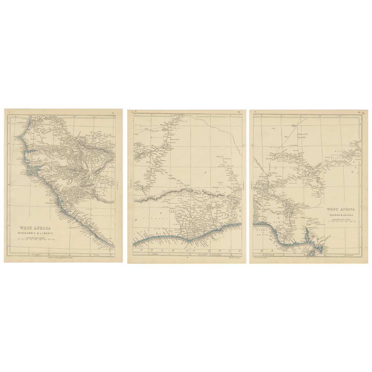 Antique Map of West Africa by Lowry, 1852