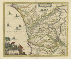 Antique Map of West Africa, focused on the Congo and Angola