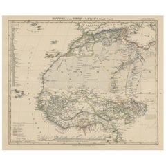 Mapa antiguo de África Occidental y Central - Atlas Stieler, Justus Perthes 1857