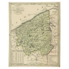 Carte ancienne des Flandres occidentales en Belgique, vers 1840