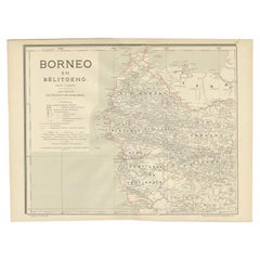 Vintage Map of West Kalimantan, Borneo, Indonesia, 1900