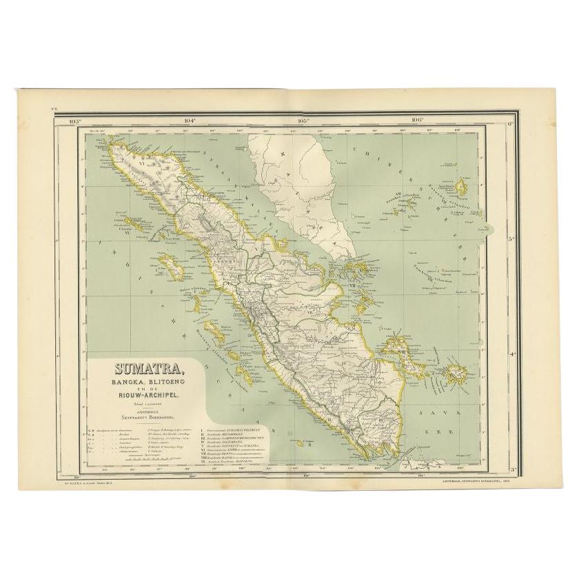 Antique Map of West Sumatra, Indonesia, 1900 For Sale