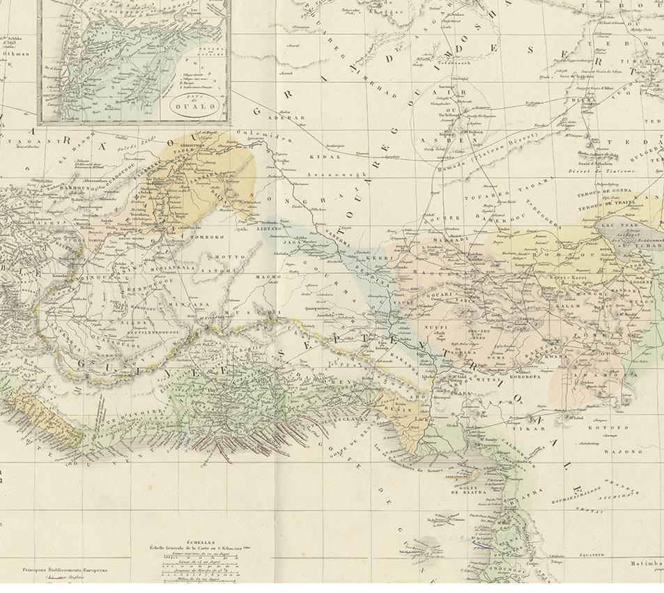 XIXe siècle Carte ancienne d'Afrique de l'Ouest par Levasseur '1875' en vente