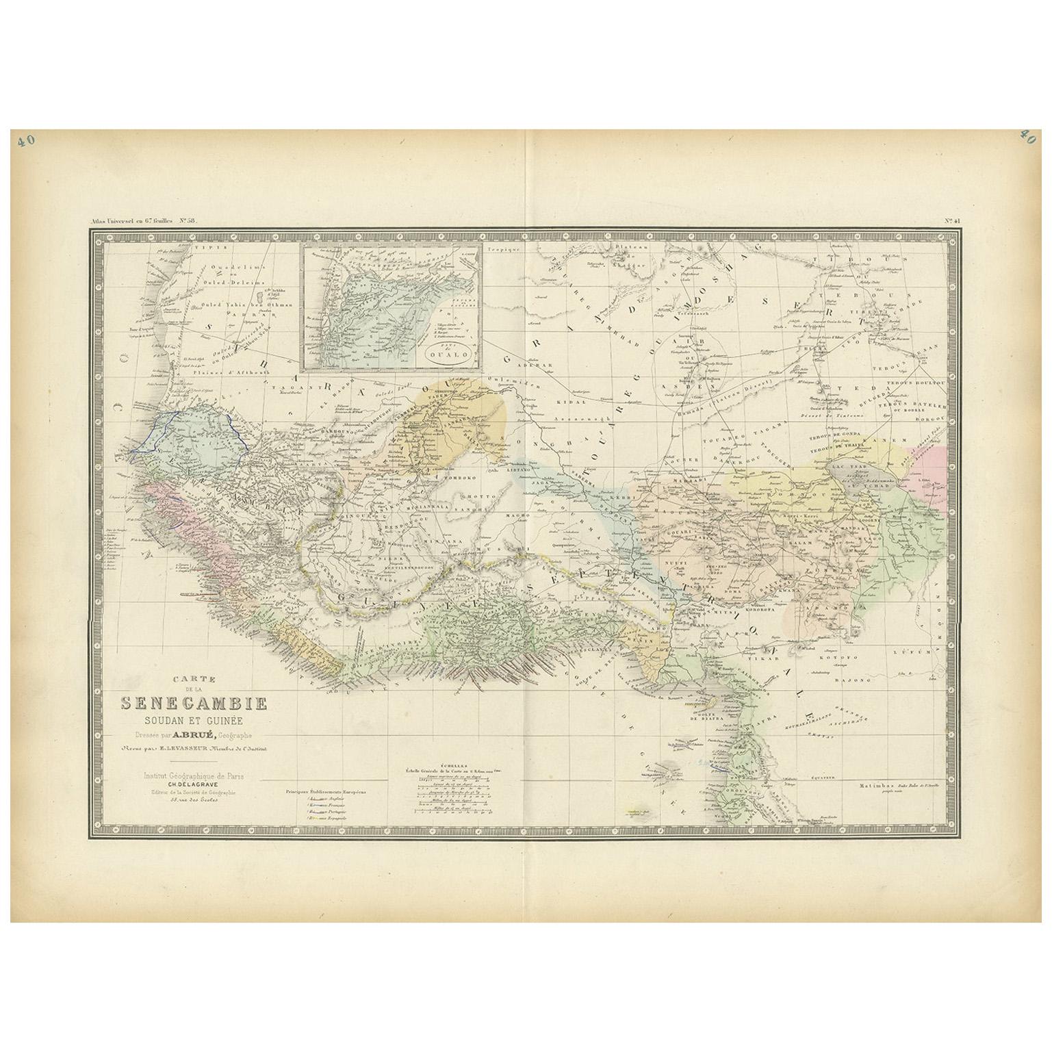 Carte ancienne d'Afrique de l'Ouest par Levasseur '1875'