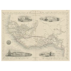 Carte ancienne de l'Afrique de l'Ouest avec Vignettes du château de la côte du Cap, etc, vers 1850