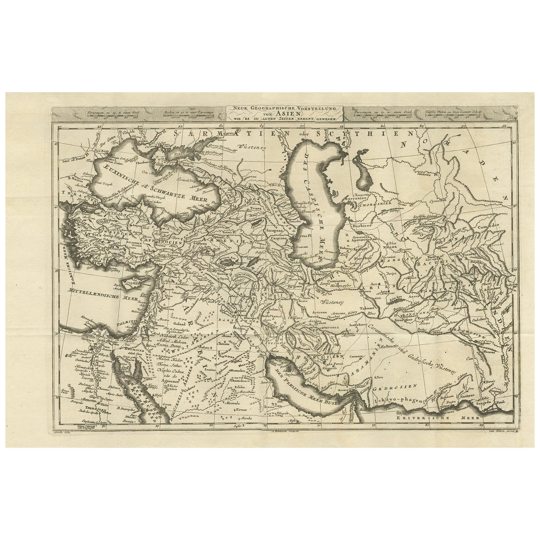 Carte ancienne de l'Asie occidentale par Van Dren (1752) en vente