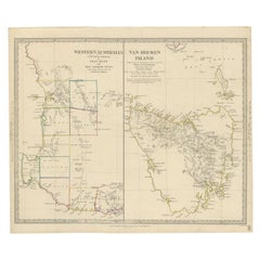 Antike Karte von Westaustralien und Van Diemen''s Land oder Tasmanien, 1833