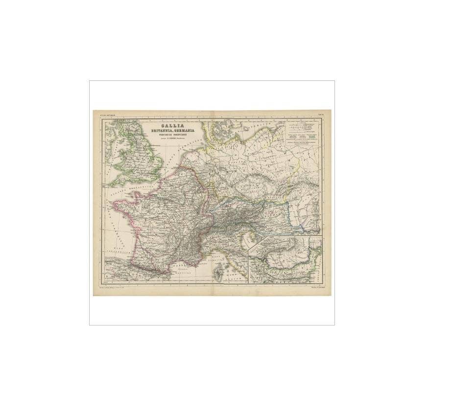 Antique Map of Western Europe by H. Kiepert, circa 1870