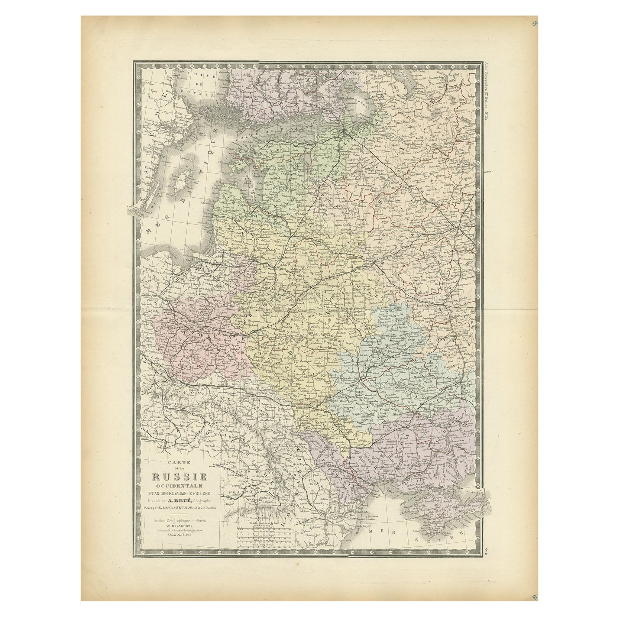Antike Karte des Westens Russlands von Levasseur, „1875“ im Angebot
