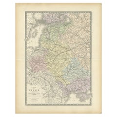Mapa antiguo de Rusia occidental por Levasseur, '1875