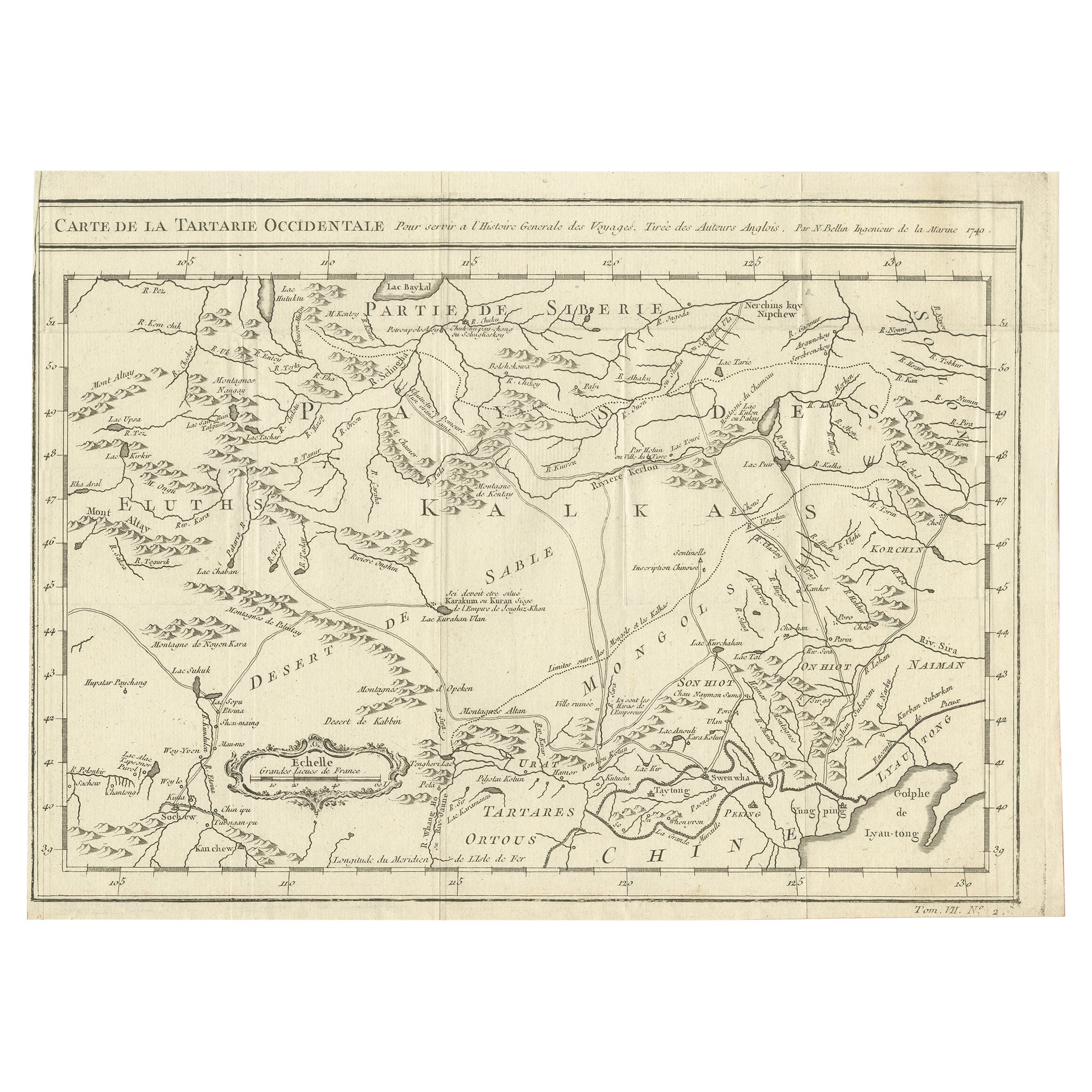 Carte ancienne de la Tartarie occidentale, avec des informations tirées des enquêtes de Kyrkov