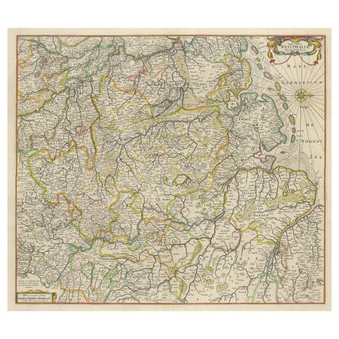 Antique Map of Westphalia, West Orientation