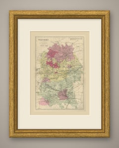 Antique Map of Wiltshire with Salisbury and its Parliamentary Divisions, 1885