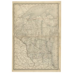 Antique Map of Wisconsin – The Badger State with Railroads & Counties, 1888