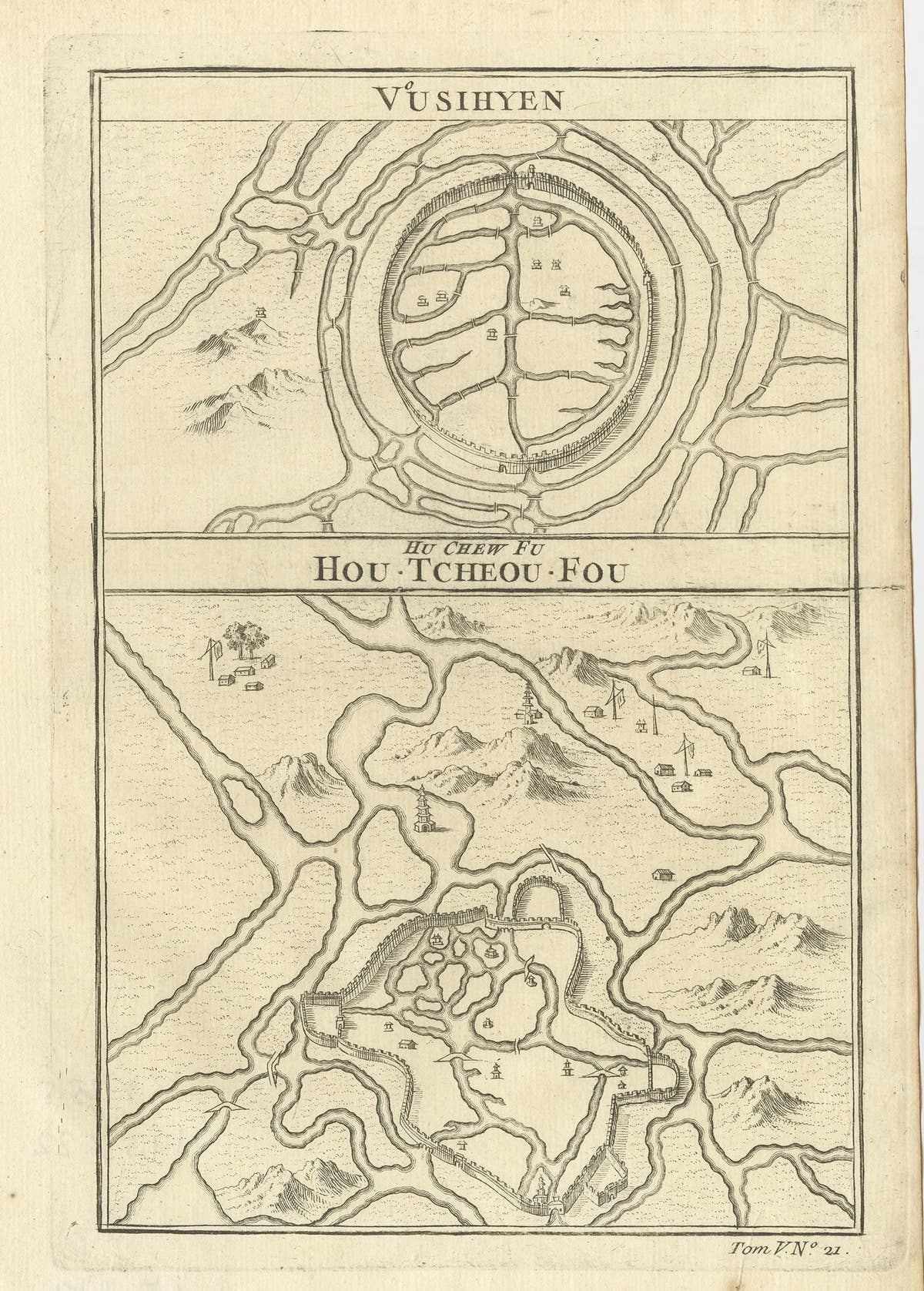 Antique Map of Wuxi and Huzhou by Prévost '1746'