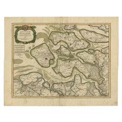 Antique Map of Zeeland, The Netherlands, by Jaillot, 1693