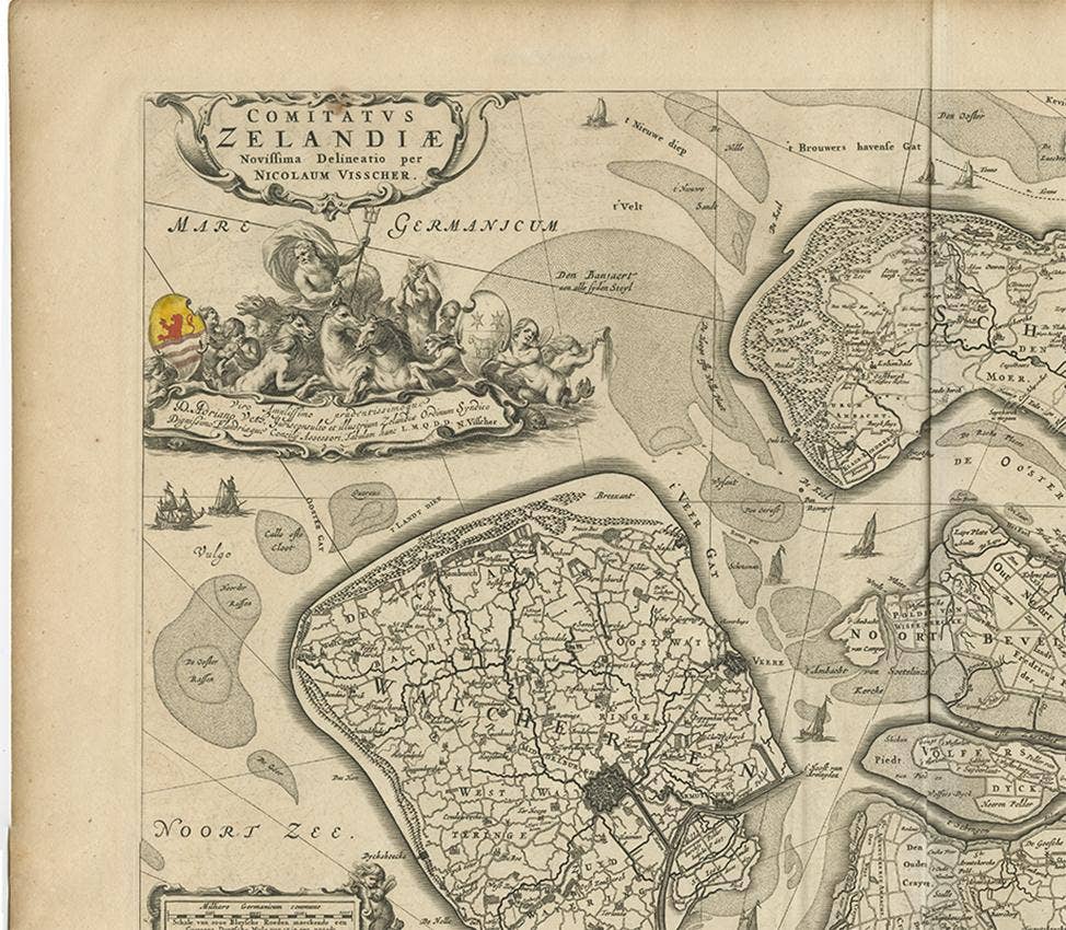 Antique Map of Zeeland 'The Netherlands' by N. Visscher, circa 1690