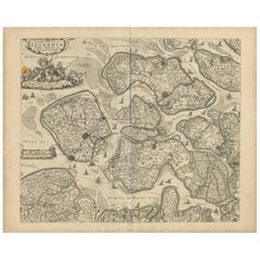 Carte ancienne de Zélande « Les Pays-Bas » par N. Visscher, datant d'environ 1690