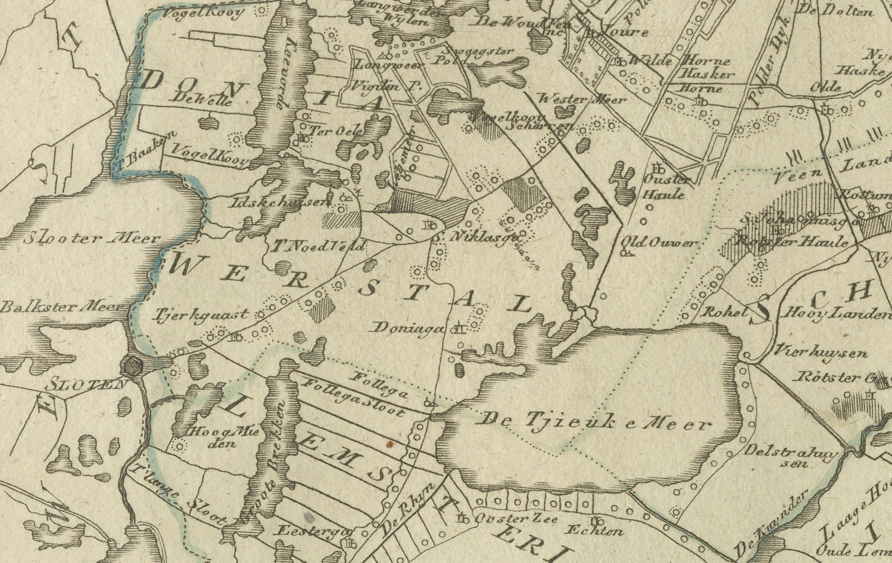 Autrichien Carte ancienne de Zevenwolden, Friesland par von Reilly, 1791 en vente