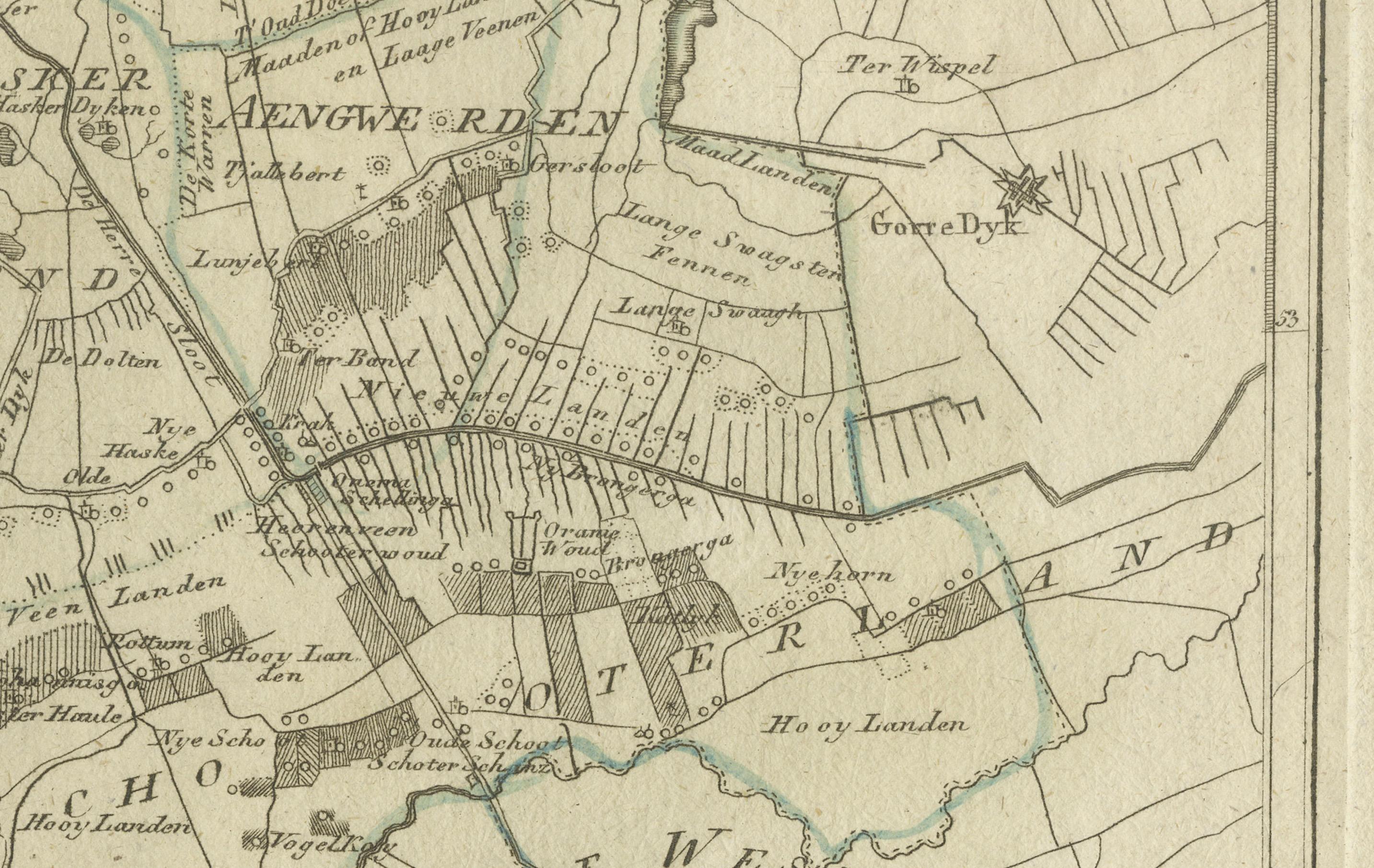 XVIIIe siècle et antérieur Carte ancienne de Zevenwolden, Friesland par von Reilly, 1791 en vente