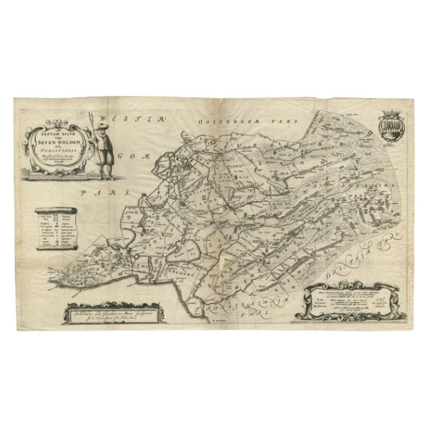 Carte ancienne de Zevenwouden dans le Friesland par Schotanus, 1664