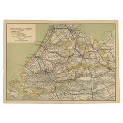 Antike Karte von Zuid-Holland und Utrecht in den Niederlanden, 1902
