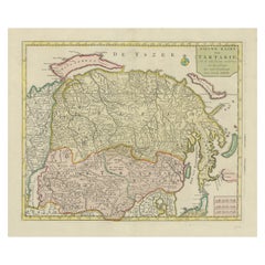 Antique Map op Siberia and Chinese Tartary with original hand coloring, 1732