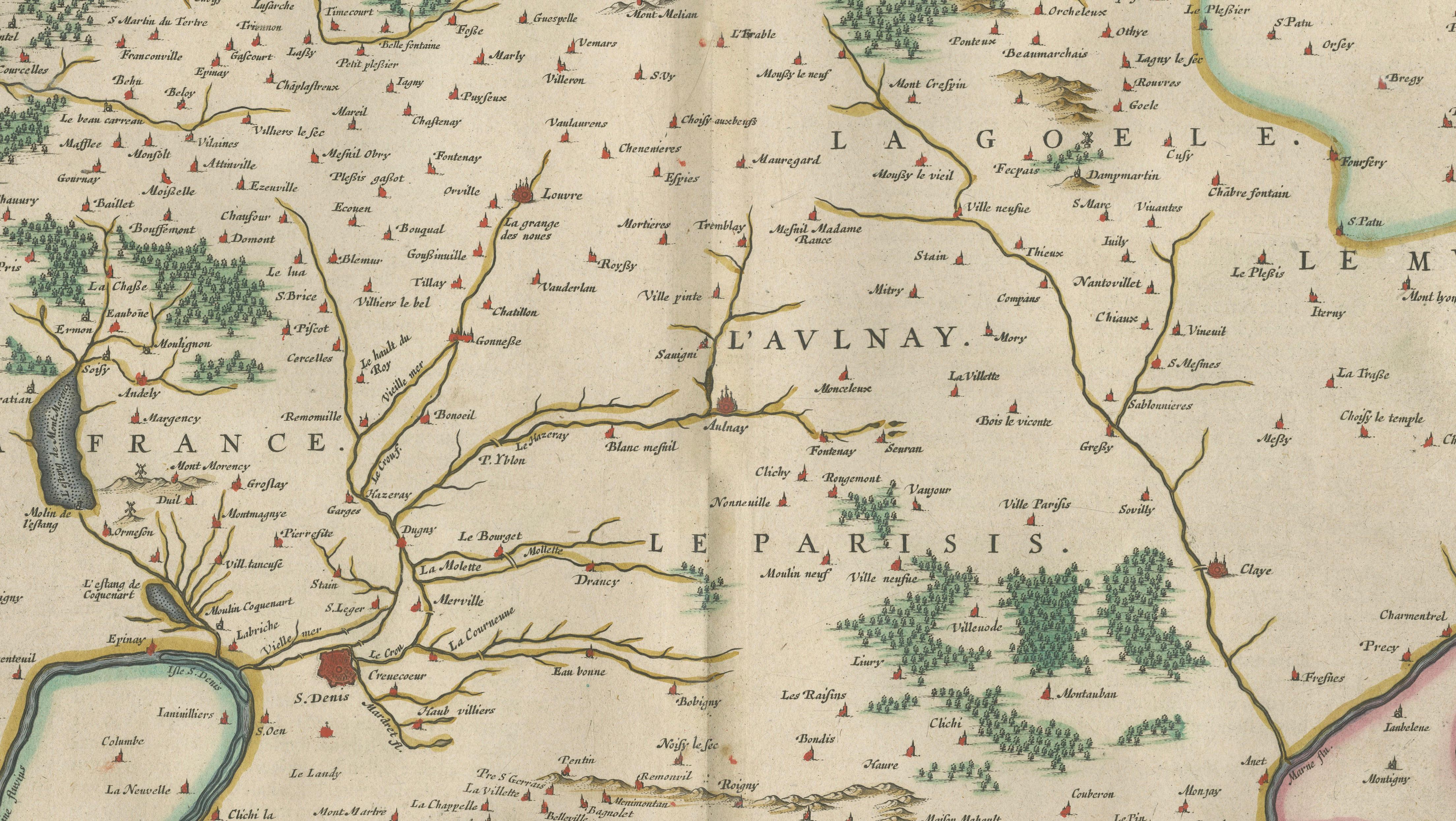Antique Map Paris & Île-de-France – Blaeu Hand Colored c.1642