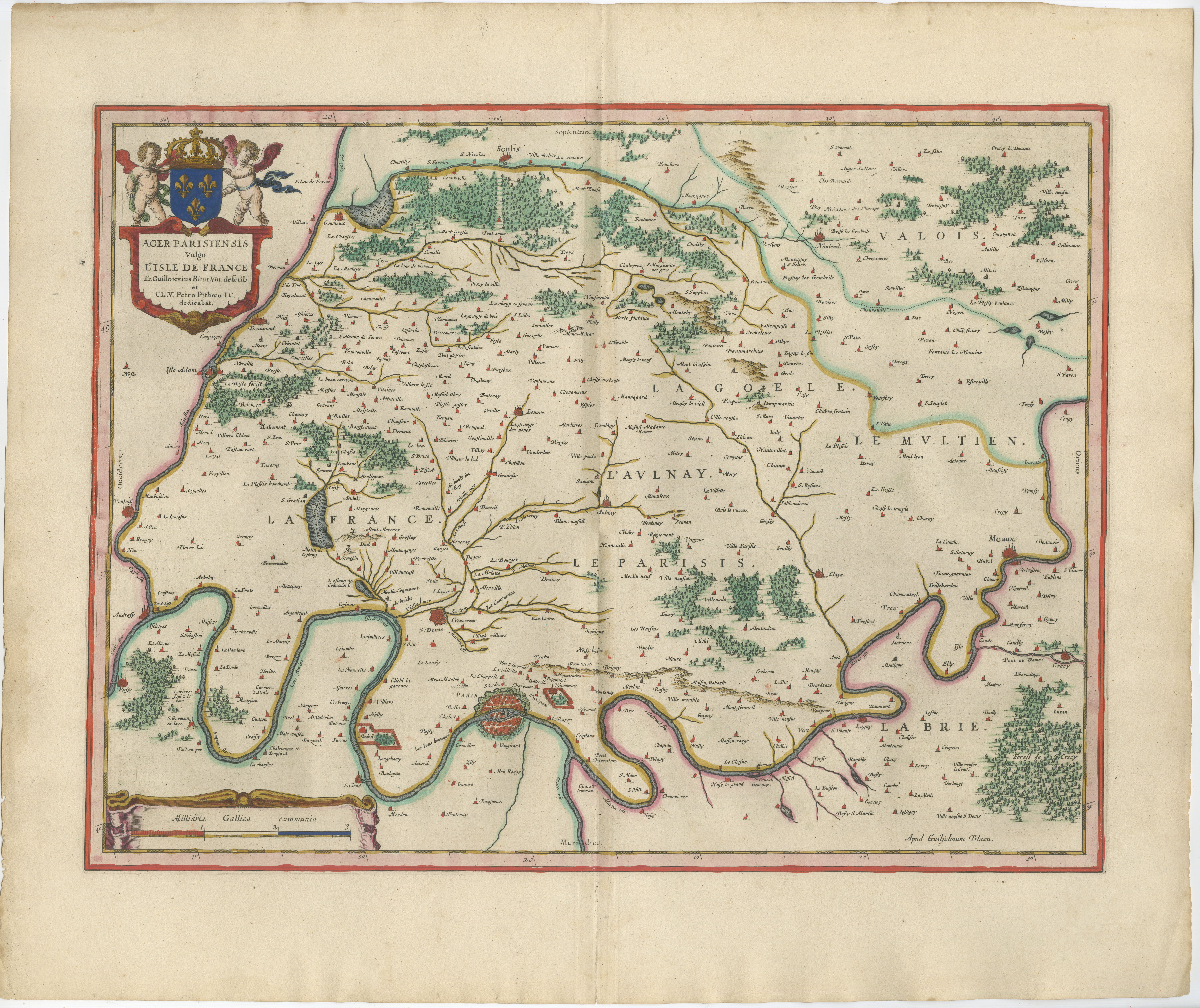 Antique Map Paris & Île-de-France – Blaeu Hand Colored c.1642