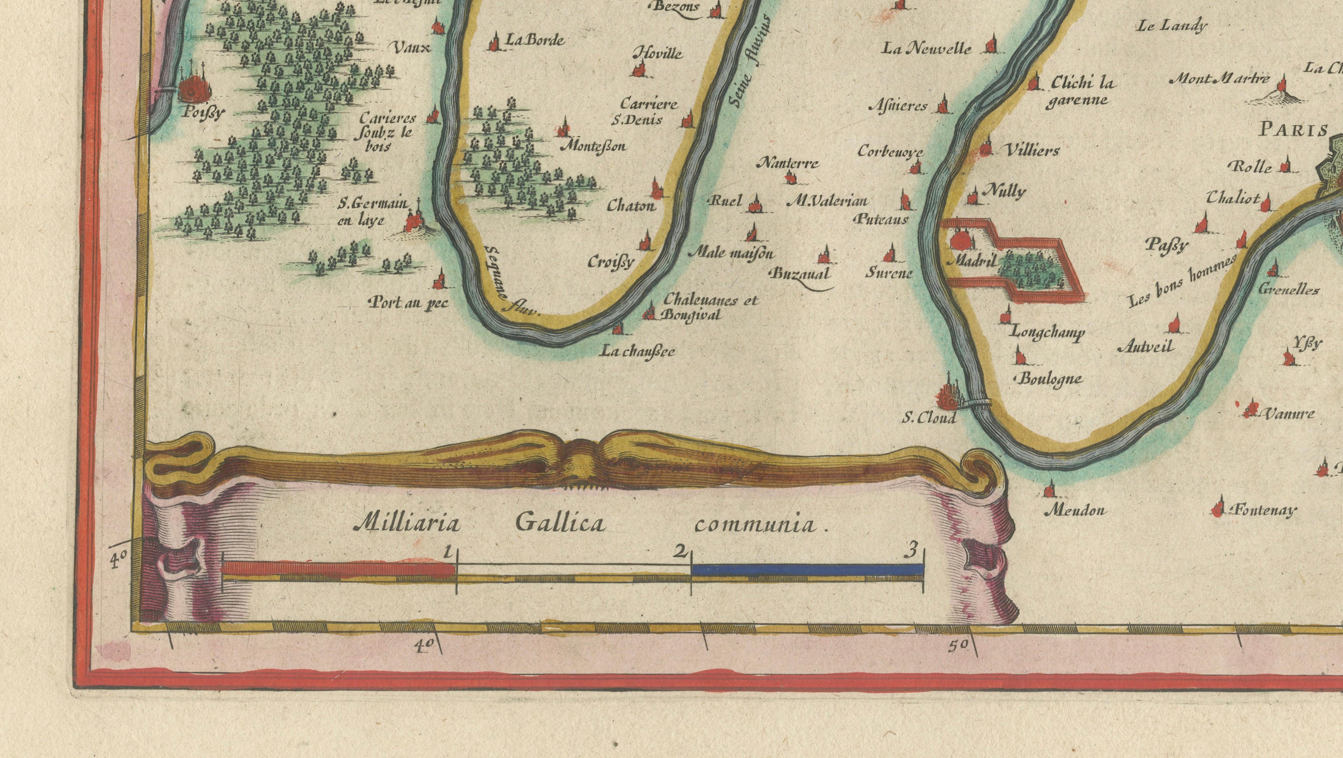 Antique Map Paris & Île-de-France – Blaeu Hand Colored c.1642