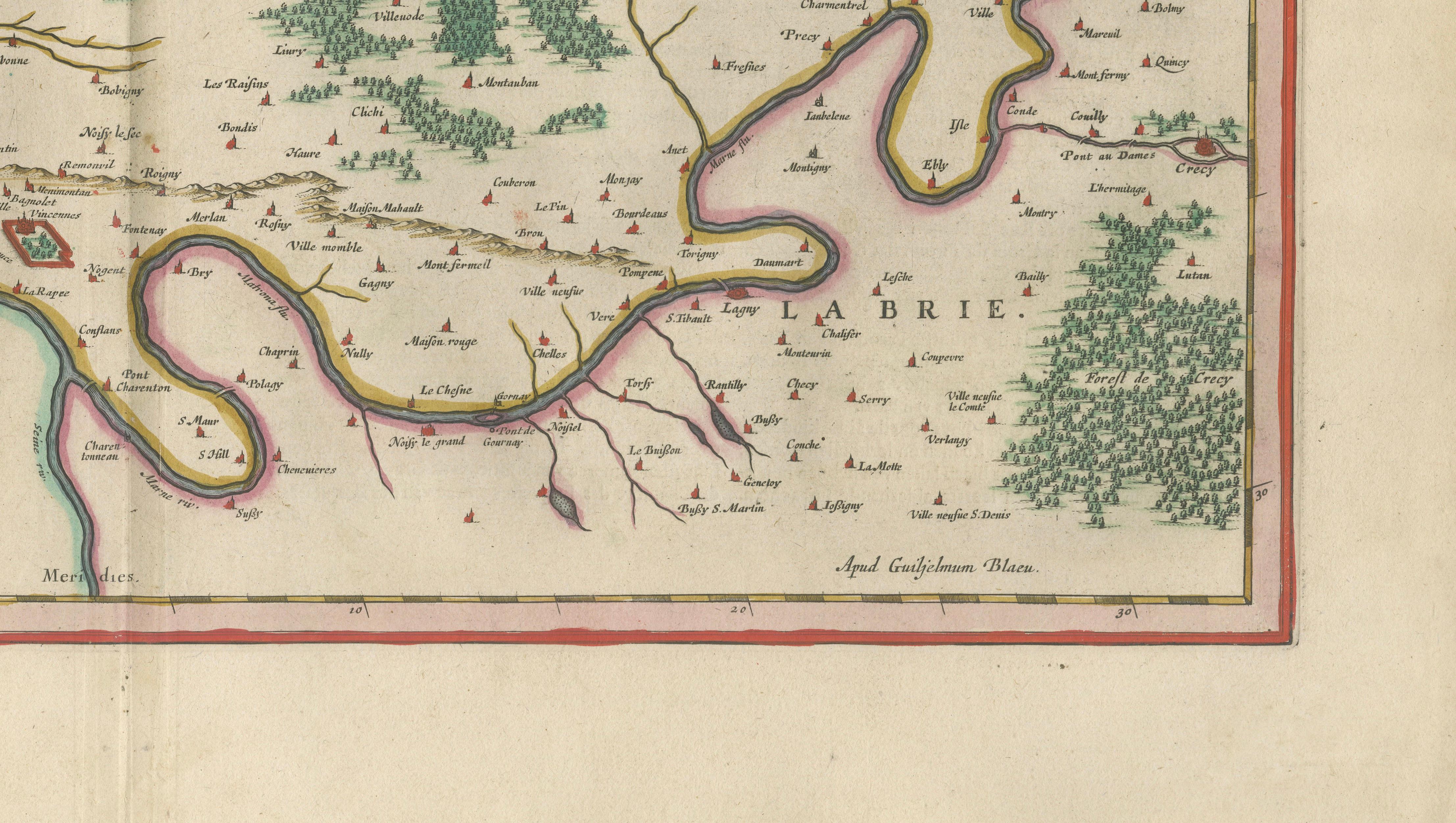 Antique Map Paris & Île-de-France – Blaeu Hand Colored c.1642