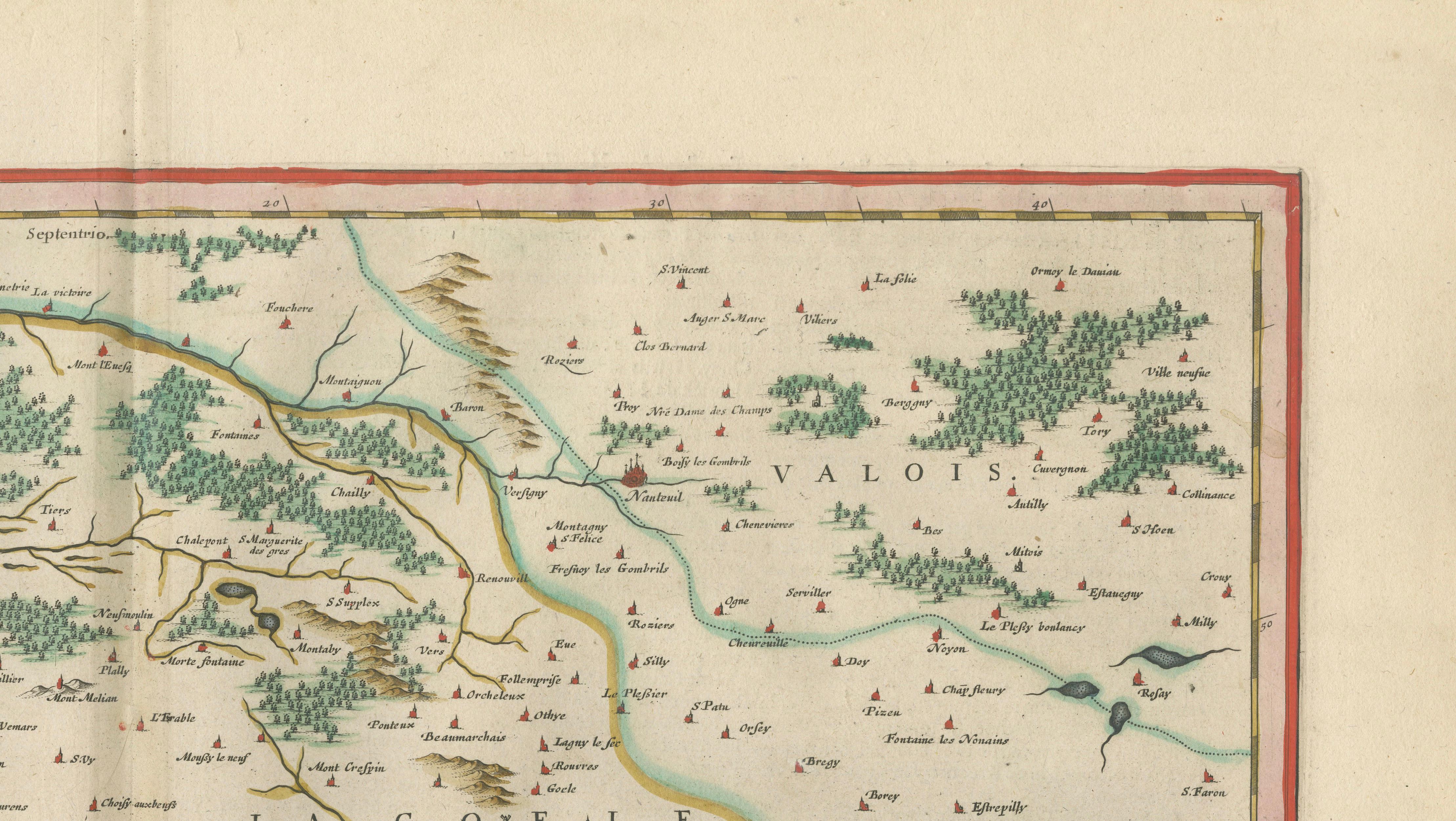 Antique Map Paris & Île-de-France – Blaeu Hand Colored c.1642