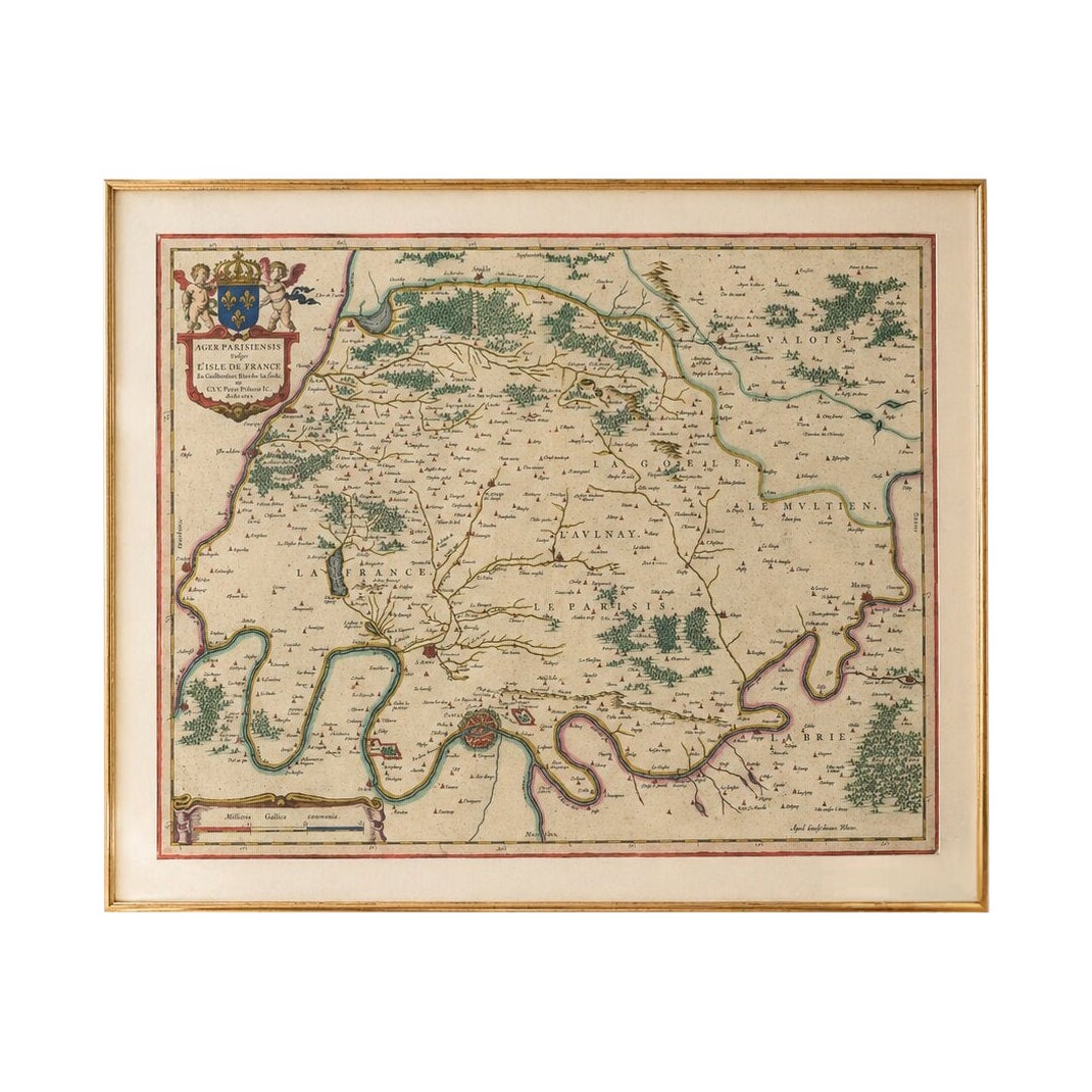 Antique Map Paris & Île-de-France – Blaeu Hand Colored c.1642
