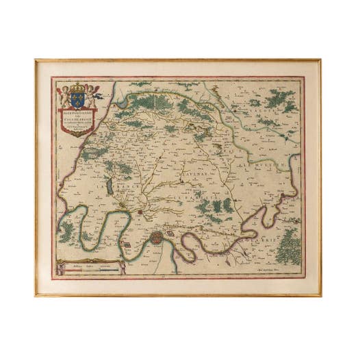 Antique Map Paris & Île-de-France – Blaeu Hand Colored c.1642