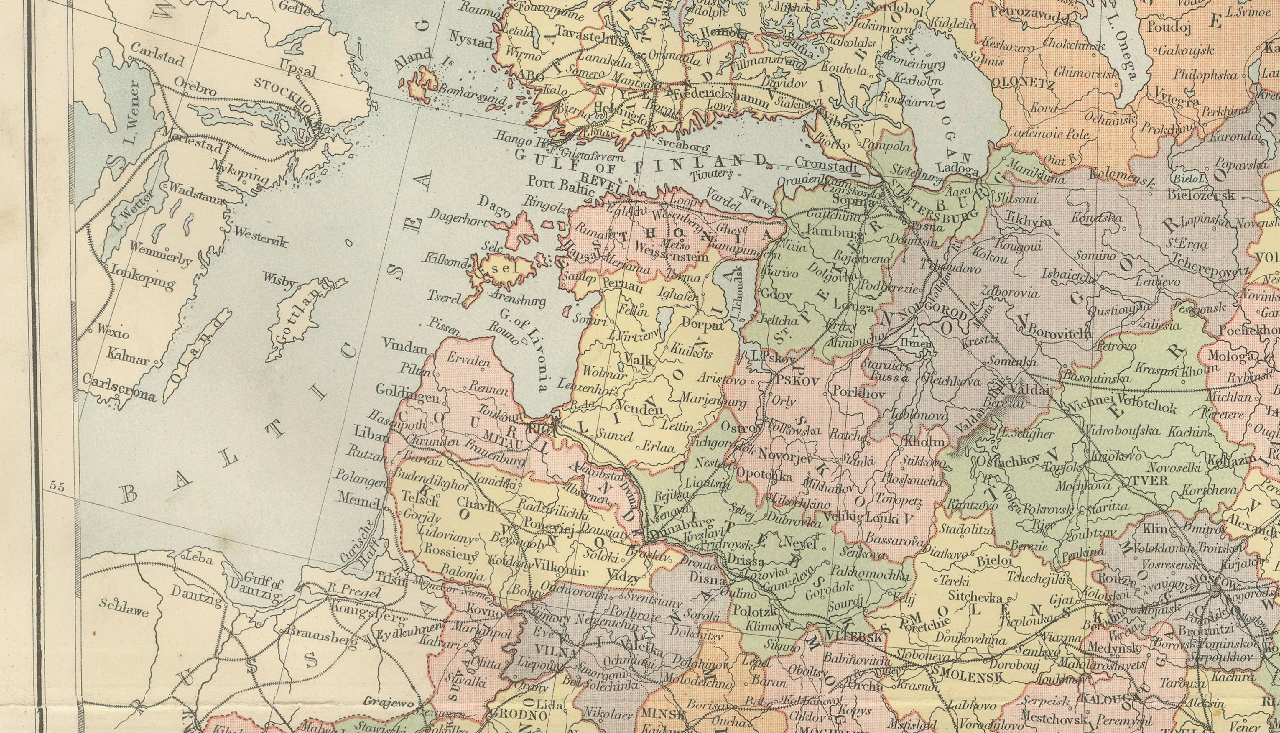 Antique Map Russia in Europe, Bartholomew for Black’s General Atlas - 1884