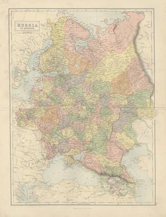 Antique Map Russia in Europe, Bartholomew for Black’s General Atlas - 1884