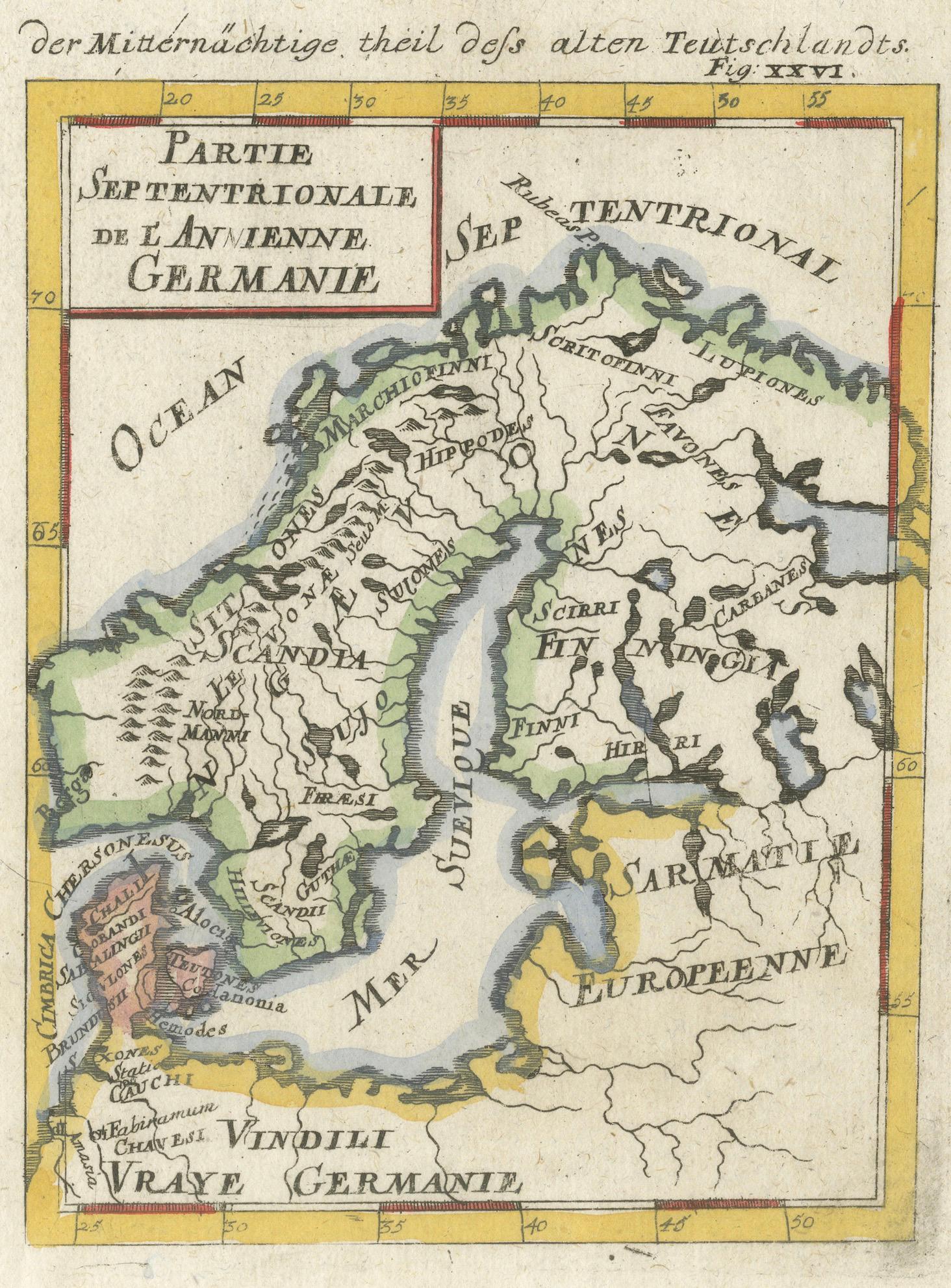 Antique Map Scandinavia, Ancient Germania, Mallet Description de l’Univers, 1683