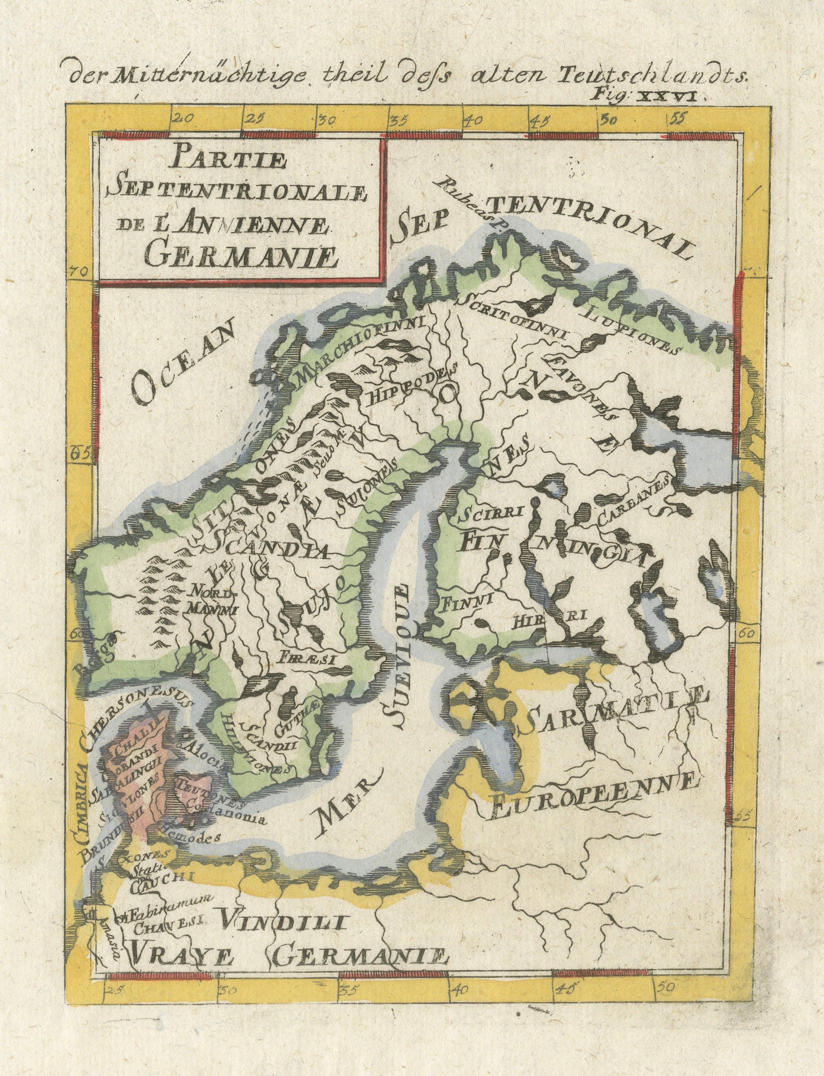 Antique Map Scandinavia, Ancient Germania, Mallet Description de l’Univers, 1683