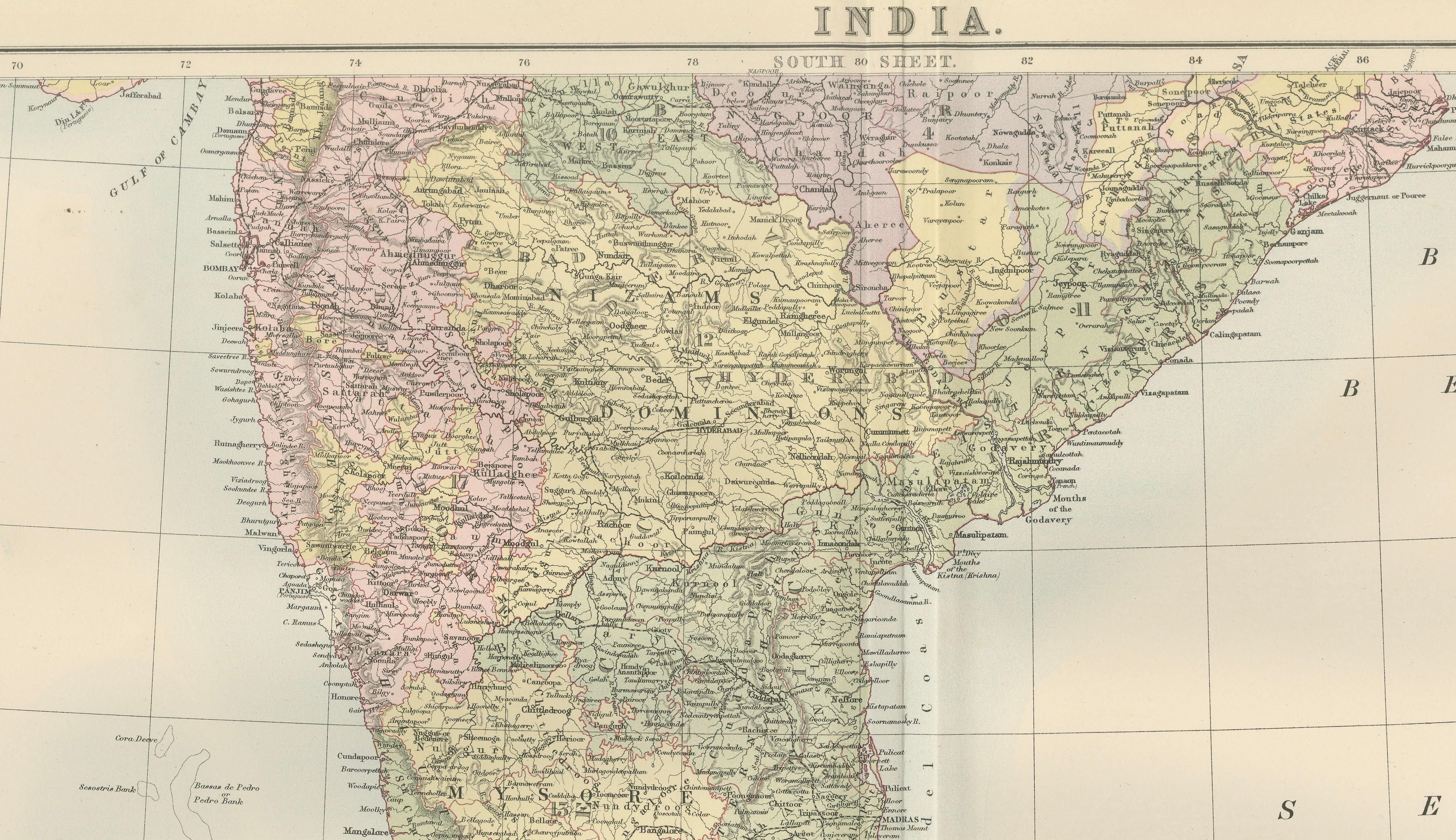 Antique Map Set of India, Two Sheets of Black’s General Atlas, Bartholomew 1884
