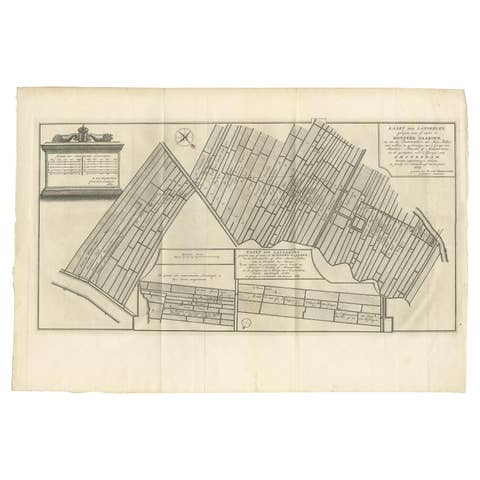 Antique Map Showing Estates of 1669 in Amsterdam, Published in c.1767